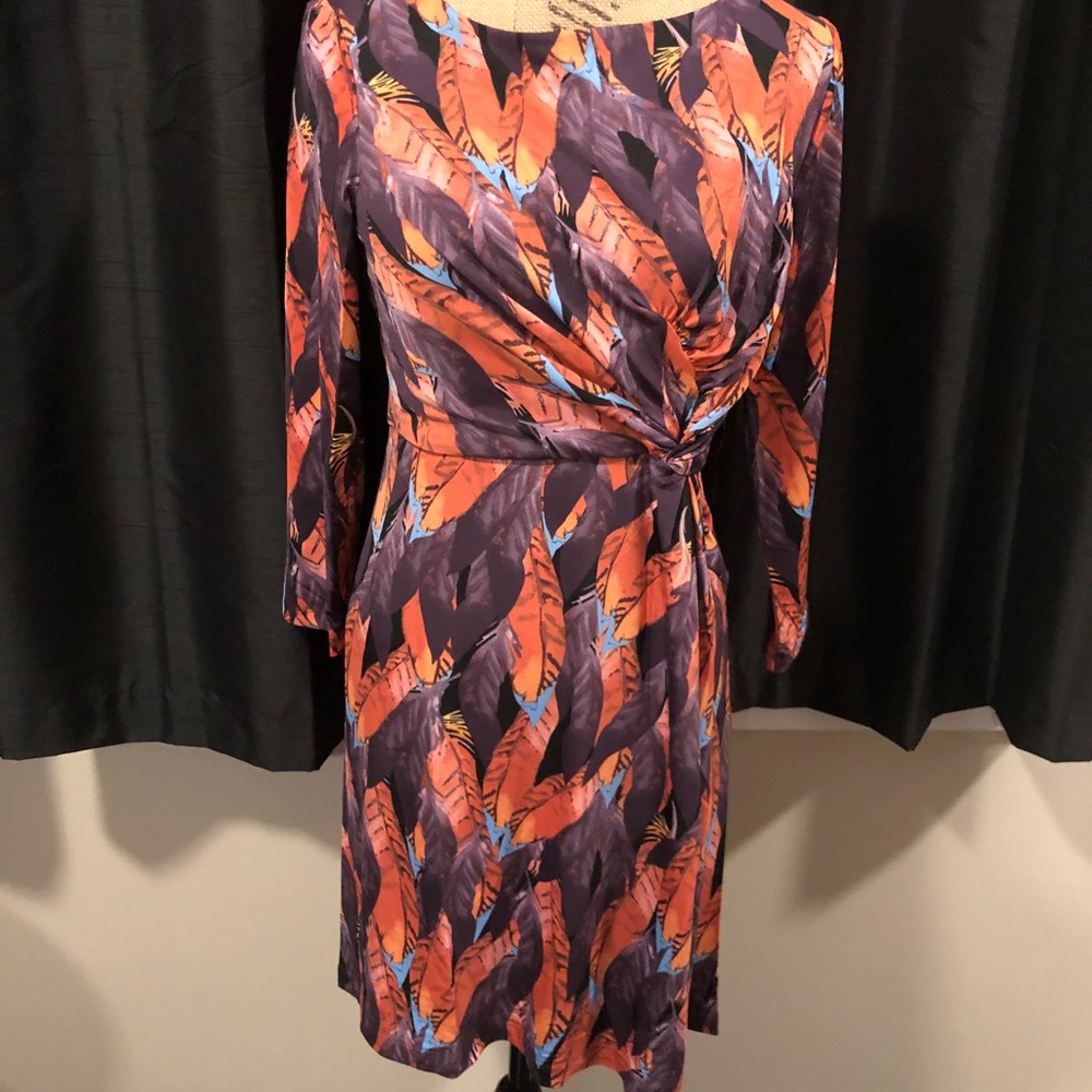 Marilyn Dress - Muliti Feather Print
